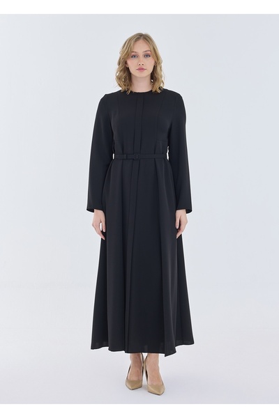 Armağan Sıfır Yaka Kemerli Elbise