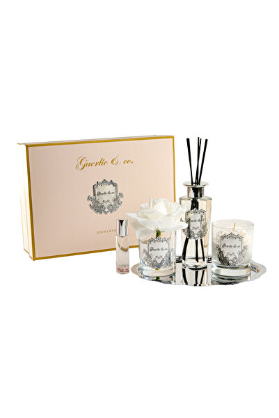 Luxury Silver Set White Rose