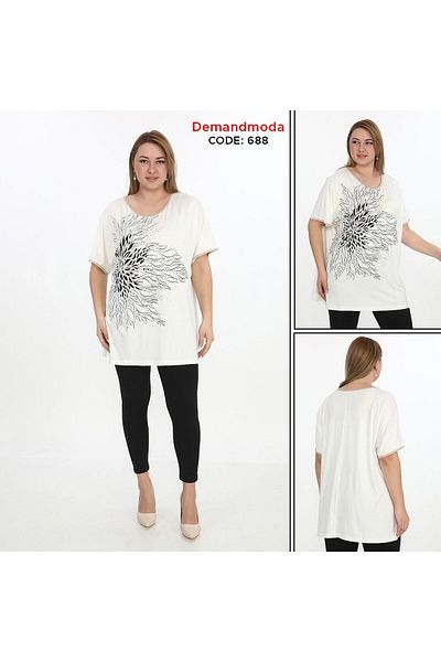 lovedrobe Women's Large Size Tunic 688 Blouse Tunic-White - 50