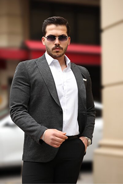 Twenhil Füme Dar Kesim Slim Fit Ceket