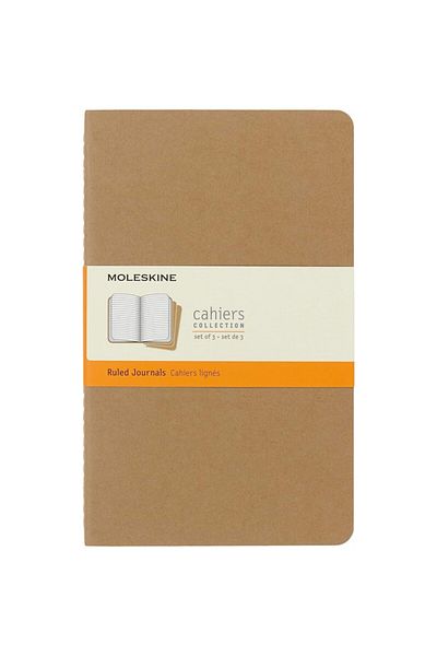 Moleskine Striped Cahier Notepad Set of 3 L Size Kraft Brown