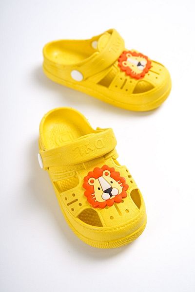 meko aksesuar Yellow Kids Animal Figured Non-Slip Sole Sandals Slippers