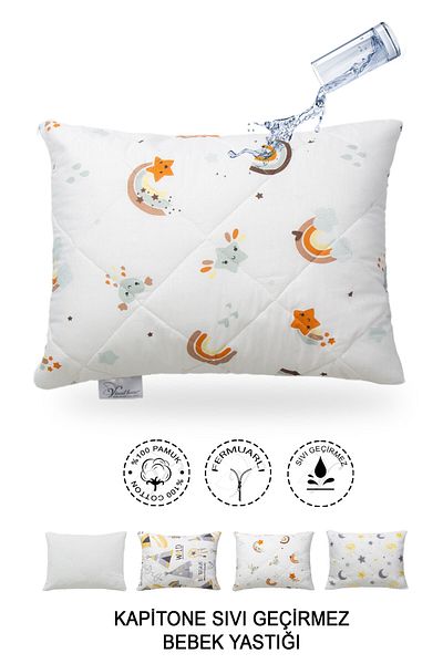 Vionel Home Quilted Liquid Proof Baby Pillow |   100% Cotton |   Zipper Design | 35X45Cm