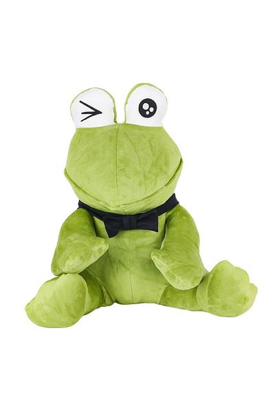Toptan Bulurum 1430 Plush Sitting Green Frog with Bow Tie -My Friend Toys
