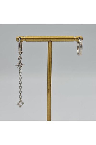 SE Jewellery Collection Selin Ersoy Silver Color Xuping Chain Detailed Asymmetrical Women's Earrings Do Not Tarnish