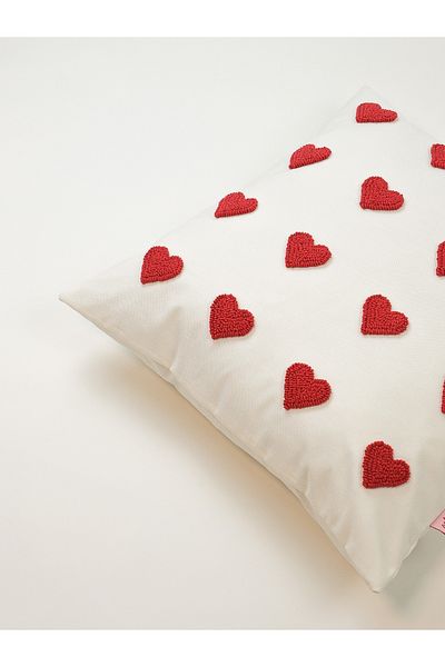 Galia Tasarım Mini Hearts- Punch Throw Pillow Cover - Red