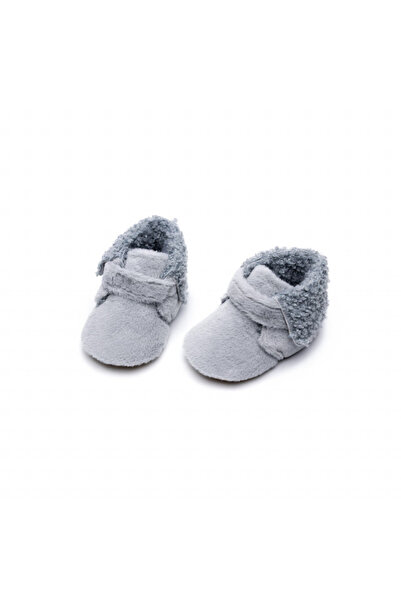 Superbaby Gray fur booties for babies