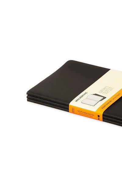 Moleskine Striped Cahier Notepad Set of 3 L Size Black