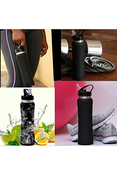 PUFO Simple metal thermos bottle for drinks, isothermal, 600 ml, black