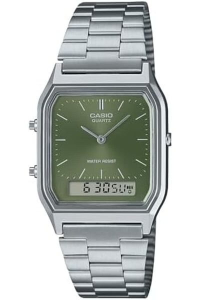 Casio Analog-Digital Men's Watch AQ-230A-3AMQYES, Green Dial, Silver Band
