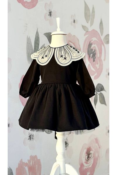 cacakids Girl's Baby Dress with Collar Detail and Tulle Inside
