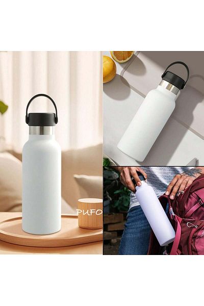 PUFO Termos metalic Traveler pentru băuturi, izotermic, 500 ml, alb
