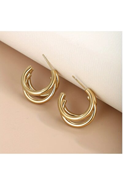 mos&more Gold 3 lü Halka Küçük Boy Kadın Küpe