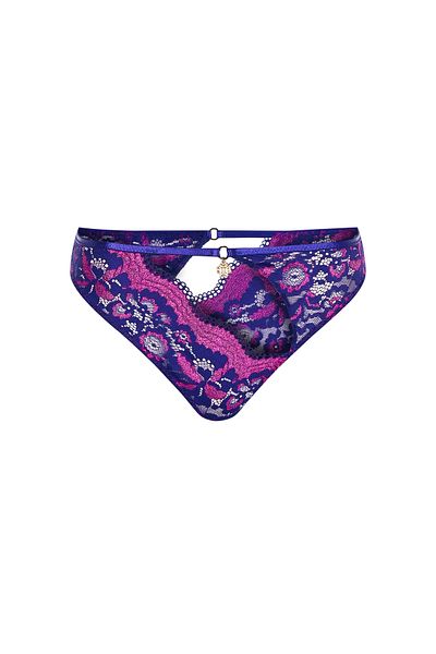 Feu De Elu Addria Saks Blue Satin Low-Cut Lace Slip