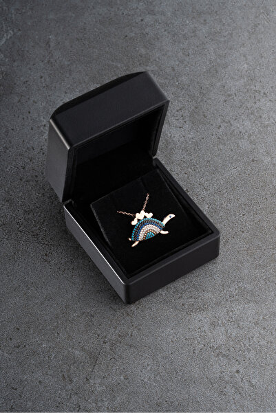 Silvano Jewelry 925 Ayar Gümüş Işıklı Kutuda Kaplumbağa Kolye