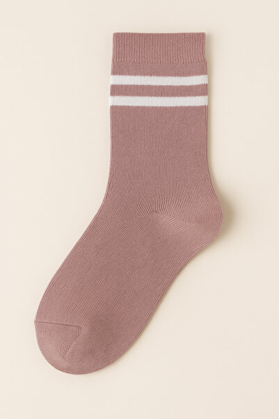 nacar çarşı Унисекс детски къси спортни чорапи с двойни ивици, розови