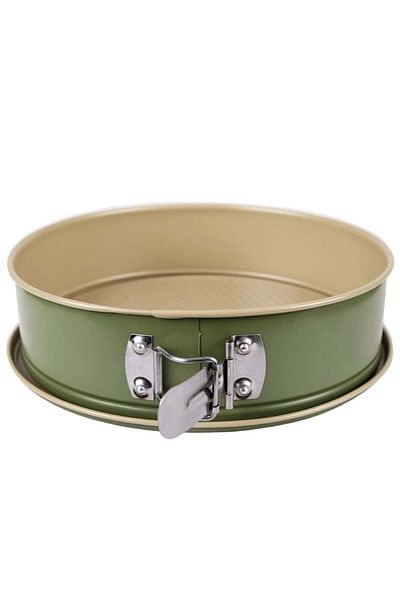 PUFO Tavă rotundă din metal pentru copt, pentru prăjituri, cu bază detașabilă, verde