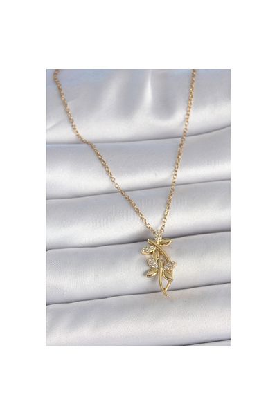 Skygo 316L Steel Gold Color Chain Zircon Stone Dragonfly Model Women's Necklace - Tj-Bko10037