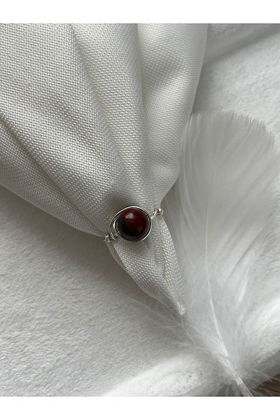Pel Design 8 mm Bloodstone Silver Wire Ring