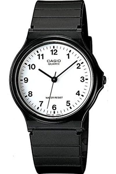 Casio Unisex Classic Quartz Watch with White Dial and Black Resin Band - MQ-24-7B