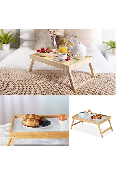 PUFO bamboo breakfast tray for serving in bed with foldable legs, 50 x 30 cm