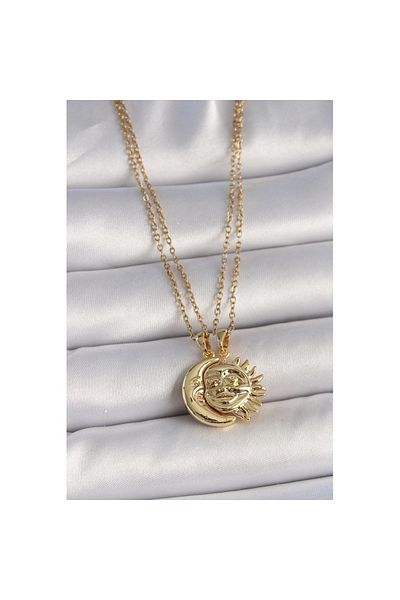 Skygo 316L Steel Gold Color Moon Sun Model Dating Women's Necklace - Tj-Bko10027