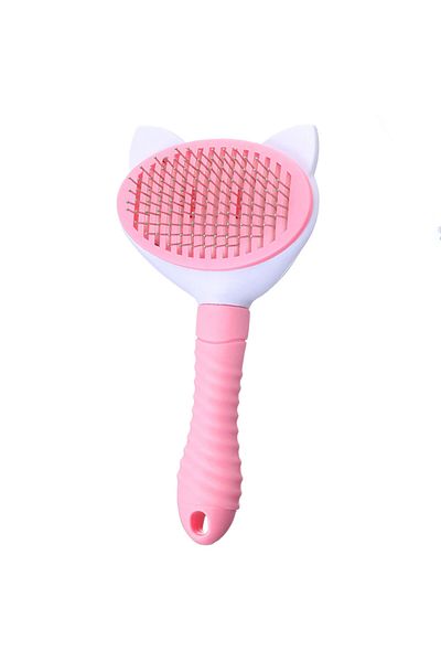 PUFO Practical Pufo brush with handle for grooming dogs and cats, 20 cm, pink