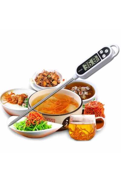 PUFO Digital food thermometer with rod, LCD display, 3 buttons, measurement range -50° C - +300° C