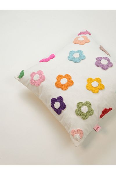 Galia Tasarım Colorful Flower Patterned Punch Cushion Pillow Case