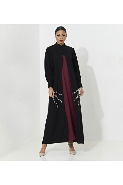 Rosette Abaya Silver High Neck