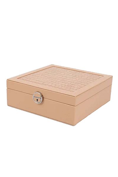PUFO Glamour Elegant Box With Mirror For Storing And Organizing Jewelry, Brown