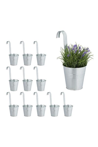 Relaxdays Set de 12 ghivece suspendate, fier, 13 x 13 cm