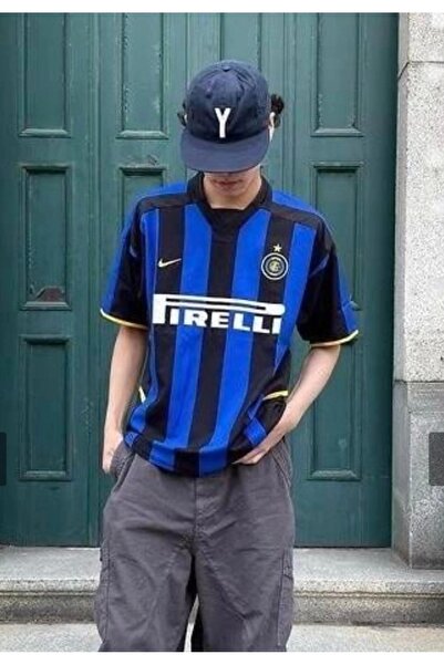 Violon Mavi Siyah Çubuklu Inter Milan Jersey T-Shirt