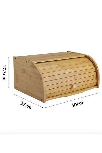 Makri Natural Bamboo Bread Bowl, Bread Box, Sliding Lid, Large Volume, Stylish and Healthy