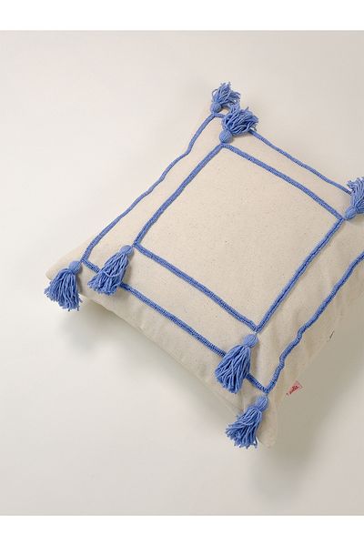 Galia Tasarım Husă de pernă Bohemian Multi-Tassel Punch - Albastru