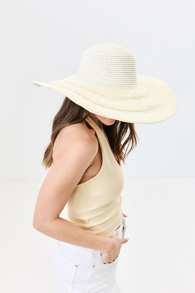 C&City Wide Brim Straw Beach Hat Y25730-07 Cream