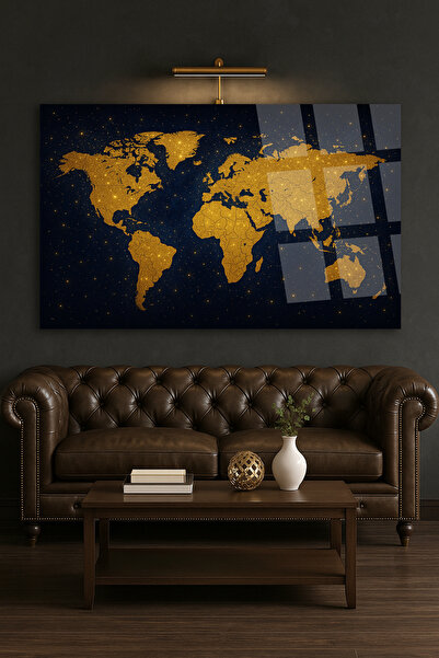 TAULART IZUZETAN DIZAJN MAPE SVETA I OSVETLJENI DETALJI NELOMILO STAKLO STOL ...