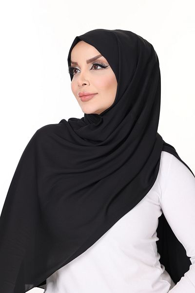 Tuğralı Tesettür Special Production Black Medina Silk Shawl