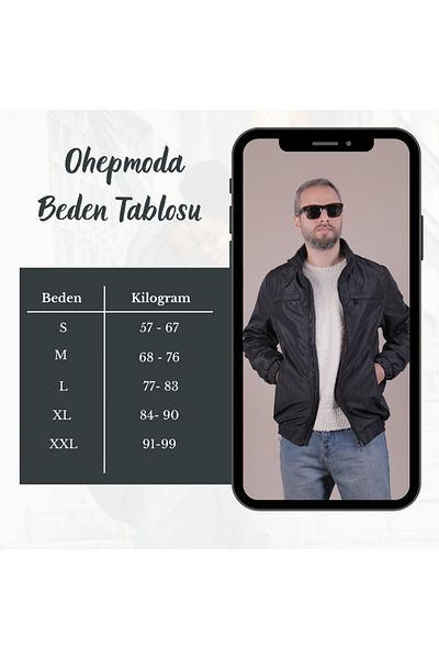 OHEPMODA Водоустойчиво мъжко сезонно яке с детайл на яка