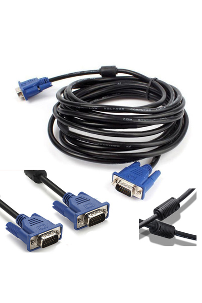 Derwell 10 Metre 10m Vga Kablosu Ekran Lcd Monitör Projeksiyon Görüntü Bağlan...