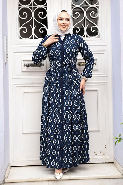 N.S NEVA STYLE Φόρεμα με σχέδιο Navy Blue Hijab 23924L