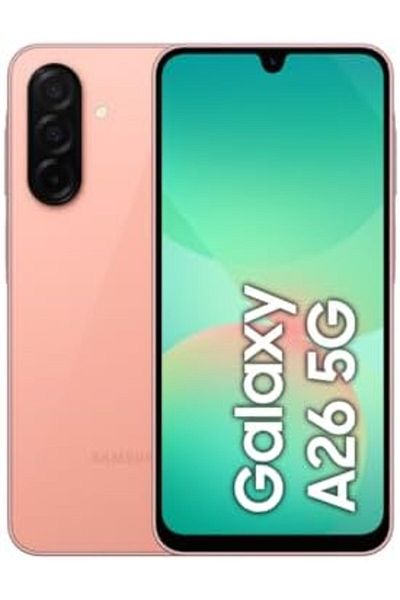 Samsung هاتف جالاكسي A26 5g، هاتف ذكي يعمل بنظام أندرويد، سعة تخزين 256 جيجابايت، ذاكرة وصول عشوائي (RAM) 8 جيجابايت، لون وردي خوخي، كاميرا بدقة 50 ميجابكسل