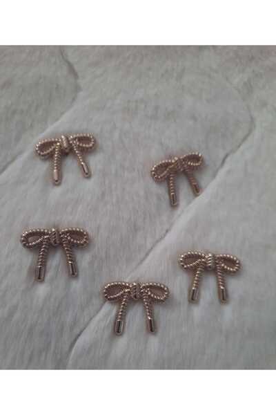 beyna aksesuar Bow Metal Button 2.5 cm Gold Plated 1 Package 5 Pieces