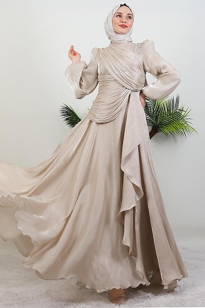 GİYZAMİLA Κρέμα βραδινού φορέματος Ilsu Hijab