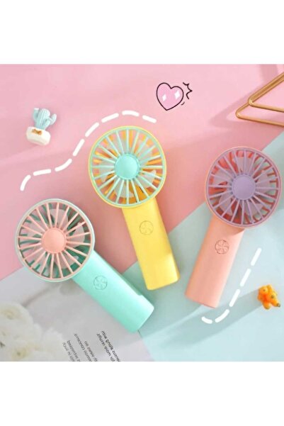 Menuzer Taşınabilir Küçük El Fanı Şarj Edilebilir Kadınlar Için Sevimli Tasarımlı Usb 16 * 8cm(PEMBE)