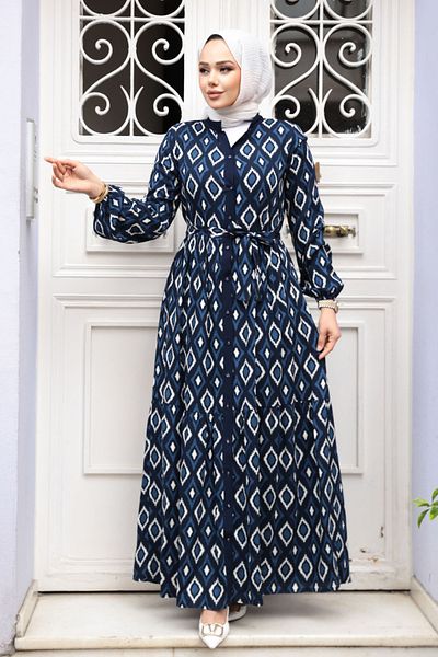 N.S NEVA STYLE Φόρεμα με σχέδιο Navy Blue Hijab 23924L