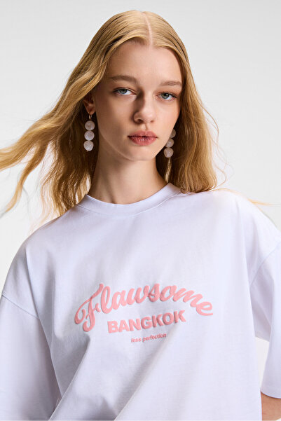 GRIMELANGE KAROLISKA Γυναικείο 100% βαμβακερό μπλουζάκι με κοντό μανίκι με στρογγυλή λαιμόκοψη