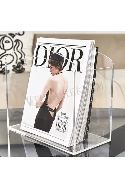 TUVAREKLAM Tuva Advertising Transparent Bag Type Plexiglass Rounded Corner Modern Magazine Holder Bookshelf Organizer