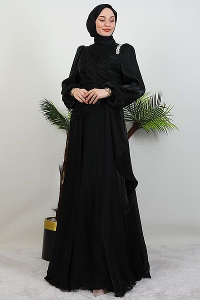 GİYZAMİLA Βραδινό φόρεμα ILSU Hijab Μαύρο