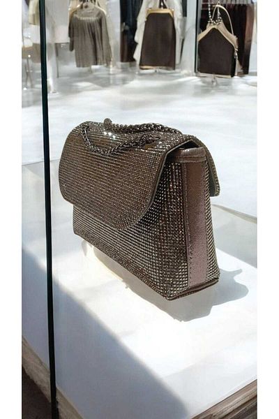 Butik Anthracite Colored Imported Stone Evening Dress Bag